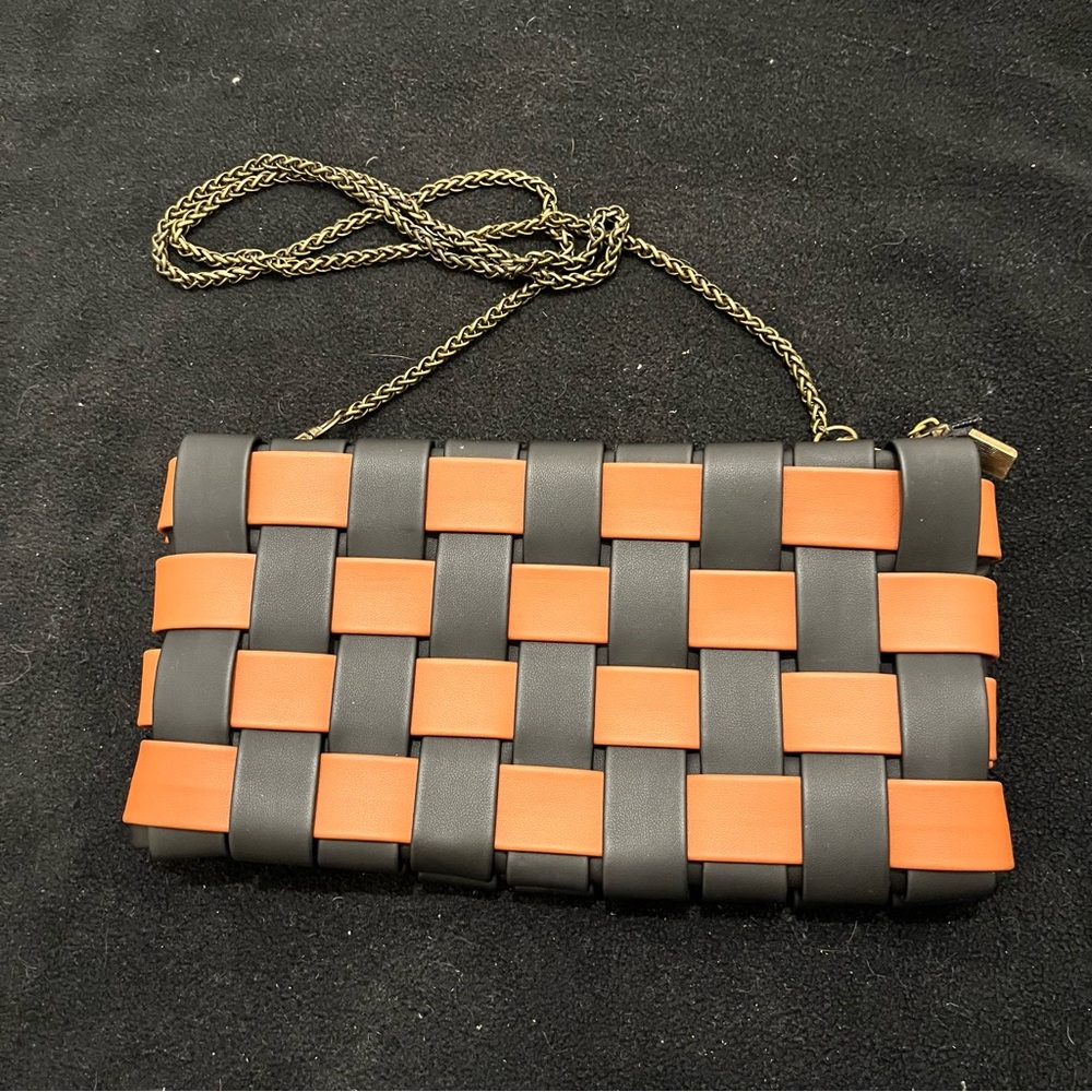 Anthropologie Woven Black and Brown Clutch